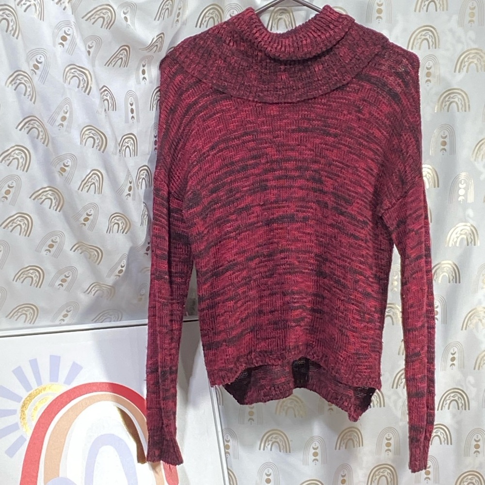 Pink Rose Burgundy Cowl Neck Sweater